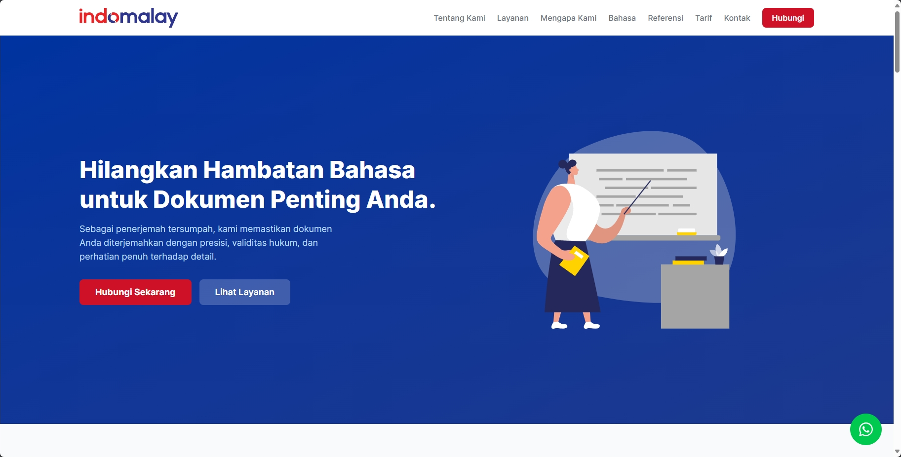 Screenshot Website Portofolio Jasa Penerjemah Tersumpah